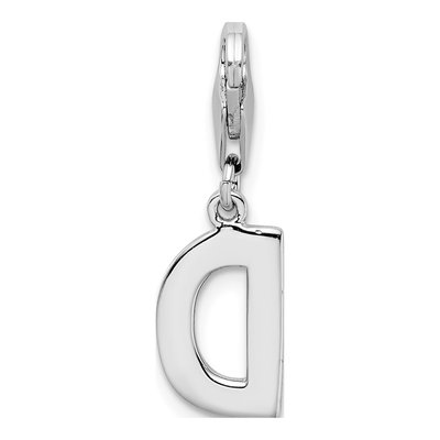 Sterling Silver CZ Letter D Charm – view 4