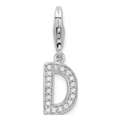 Sterling Silver CZ Letter D Charm