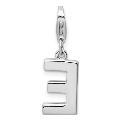 Sterling Silver CZ Letter E Charm – view 4