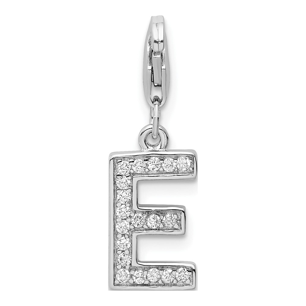 Sterling Silver CZ Letter E Charm