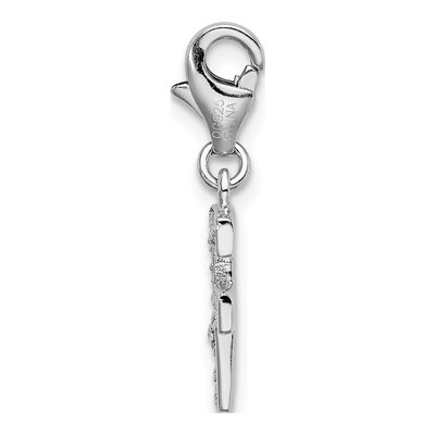 Sterling Silver CZ Letter F Charm – view 3