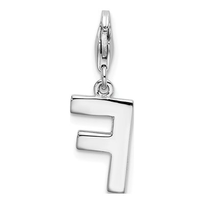 Sterling Silver CZ Letter F Charm – view 4