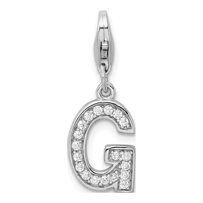 Sterling Silver CZ Letter G Charm