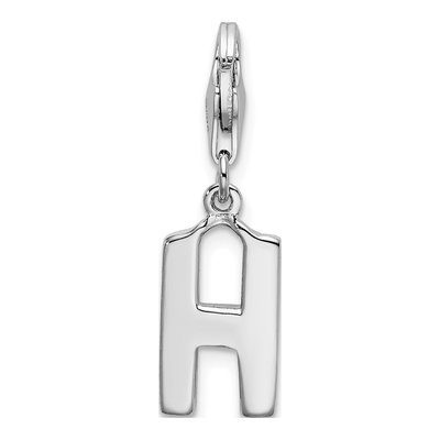Sterling Silver CZ Letter H Charm – view 4