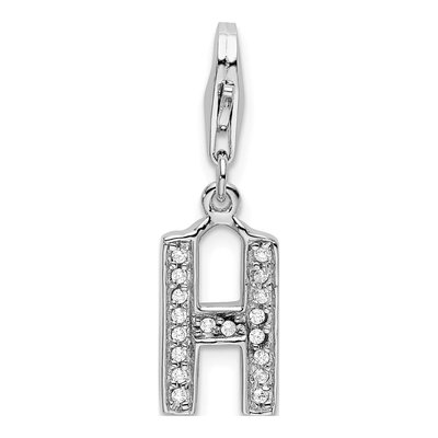 Sterling Silver CZ Letter H Charm