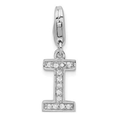 Sterling Silver CZ Letter I Charm