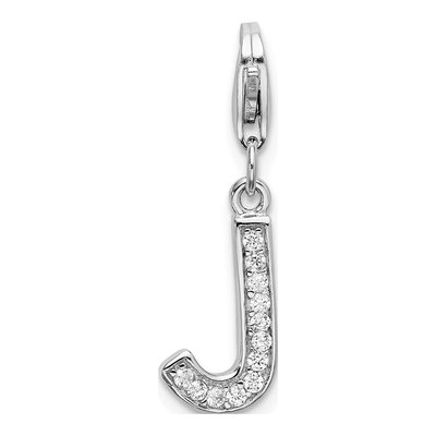Sterling Silver CZ Letter J Charm