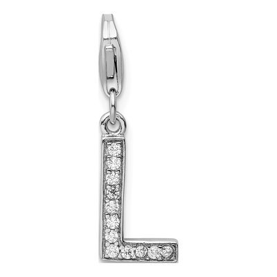 Sterling Silver CZ Letter L Charm