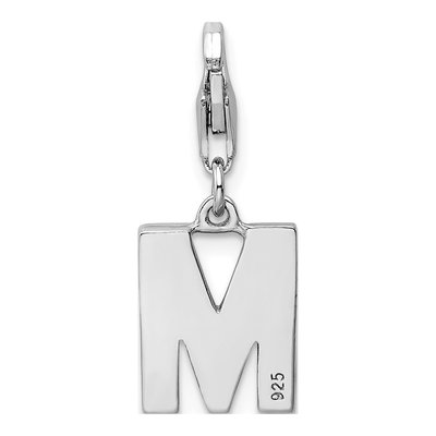 Sterling Silver CZ Letter M Charm – view 4