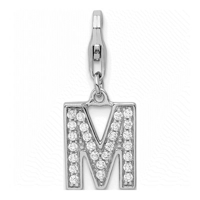 Sterling Silver CZ Letter M Charm