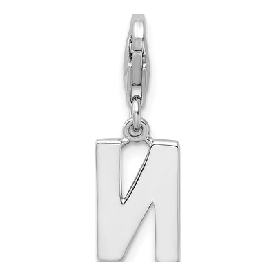 Sterling Silver CZ Letter N Charm – view 4