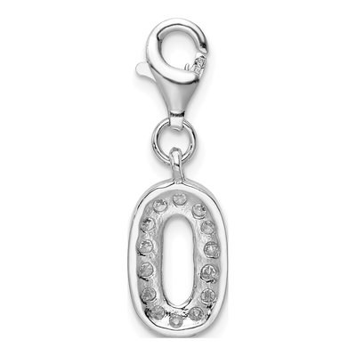 Sterling Silver CZ Number 0 Charm – view 4