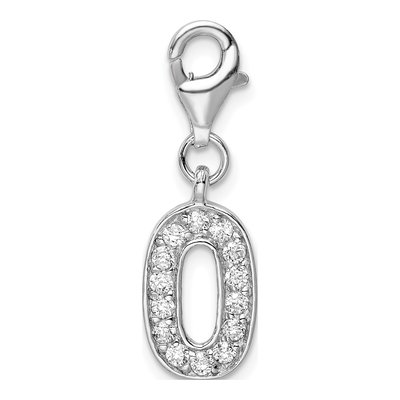 Sterling Silver CZ Number 0 Charm