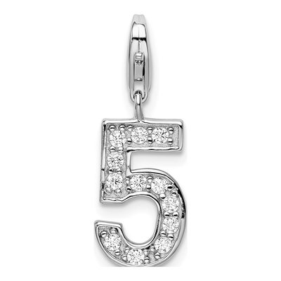 Sterling Silver CZ Numeral Charm