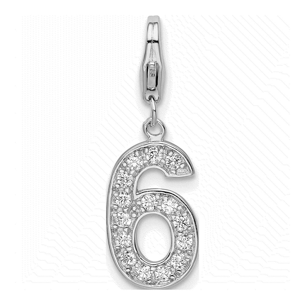 Sterling Silver CZ Numeral Charm