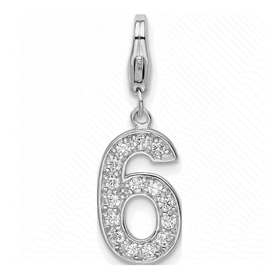 Sterling Silver CZ Numeral Charm