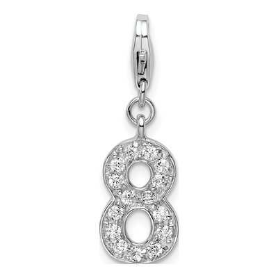 Sterling Silver CZ Numeral Charm