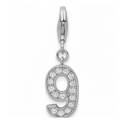 Sterling Silver CZ Numeral Charm