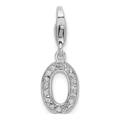 Sterling Silver CZ Letter O Charm