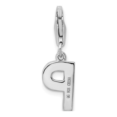 Sterling Silver CZ Letter P Charm – view 4