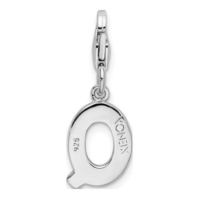 Sterling Silver CZ Letter Q Charm – view 4