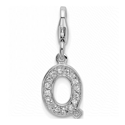 Sterling Silver CZ Letter Q Charm