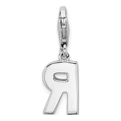 Sterling Silver CZ Letter R Charm – view 4