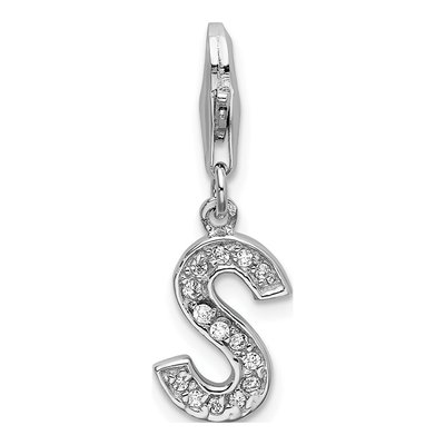 Sterling Silver CZ Letter S Charm