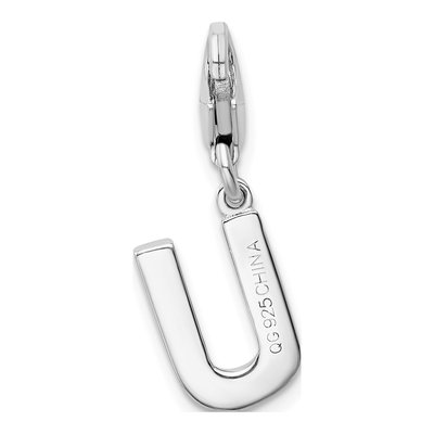 Sterling Silver CZ Letter U Charm – view 4