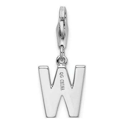 Sterling Silver CZ Letter W Charm – view 4