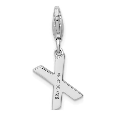 Sterling Silver CZ Letter X Charm – view 4