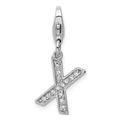 Sterling Silver CZ Letter X Charm