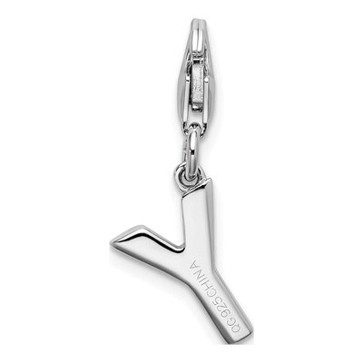 Sterling Silver CZ Letter Y Charm – view 4
