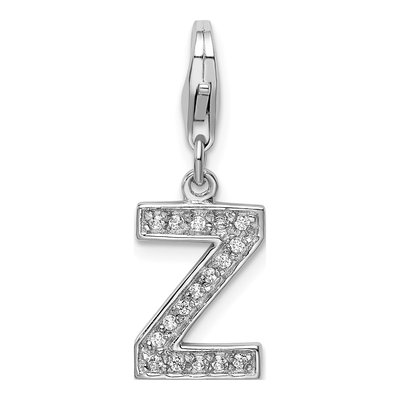 Sterling Silver CZ Letter Z Charm