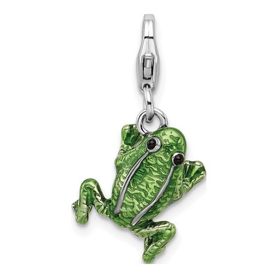 Sterling Silver Enameled Frog Charm