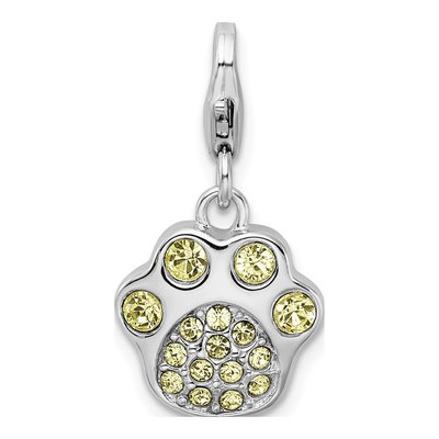 Sterling Silver CZ Paw Print Charm