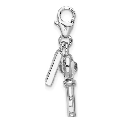 Sterling Silver Crystal Rh 3-D Enameled Key Charm – view 3