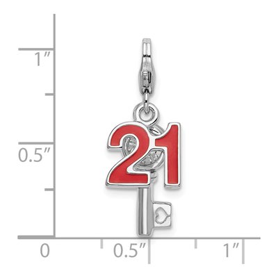 Sterling Silver Crystal Rh 3-D Enameled Key Charm – view 5
