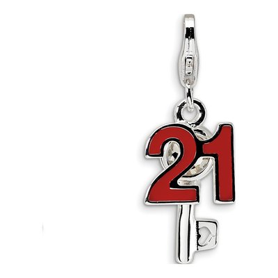 Sterling Silver Crystal Rh 3-D Enameled Key Charm