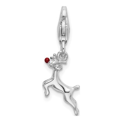 Sterling Silver Enameled Reindeer Charm – view 4