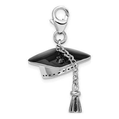 Sterling Silver Graduation Cap Charm – view 3