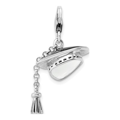 Sterling Silver Graduation Cap Charm – view 4