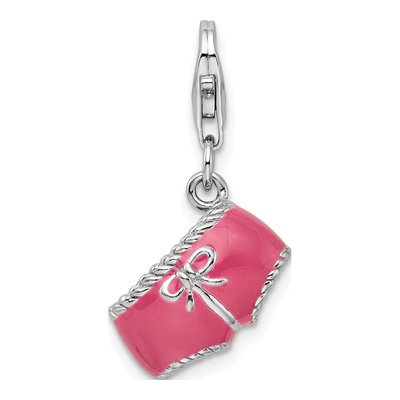 Sterling Silver Pink Enamel Bikini Charm