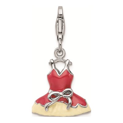 Sterling Silver Crystal Enamel Dress Charm – view 4