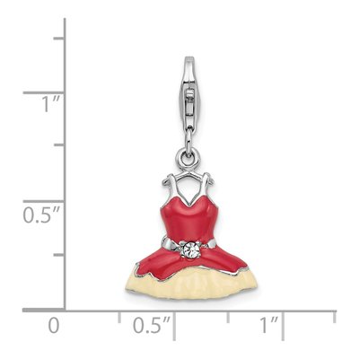 Sterling Silver Crystal Enamel Dress Charm – view 5