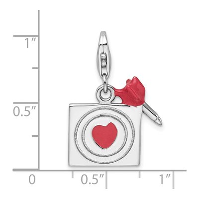 Sterling Silver Bullseye Heart Arrow Charm – view 5