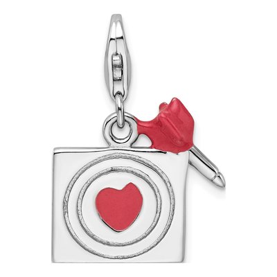 Sterling Silver Bullseye Heart Arrow Charm