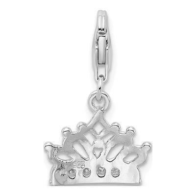 Sterling Silver CZ Crown Charm – view 4