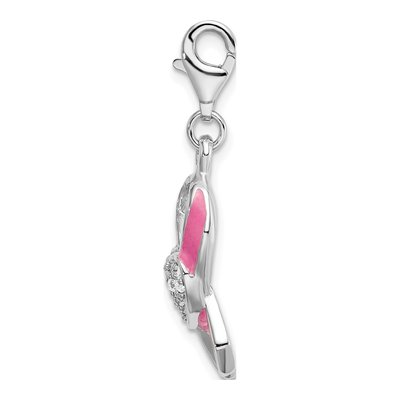 Sterling Silver CZ Ribbon Charm – view 3