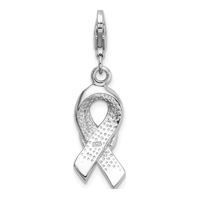 Sterling Silver CZ Ribbon Charm – view 4